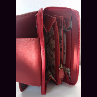 Damen Leder-Geldbörse rot, groß