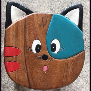 Kinderhocker KATZEnKOPF rot-blau