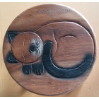Kinderhocker KATZE SCHLAFEND NATUR mit Ohren, Pfoten und...