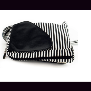 Rucksack / Handtasche CANVAS & LEDER schwarz-weiß gestreift