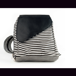 Rucksack / Handtasche CANVAS & LEDER schwarz-weiß gestreift