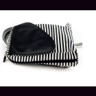 Rucksack / Handtasche CANVAS & LEDER schwarz-wei&szlig; gestreift