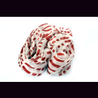 Schal aus Seide weiß mit roten Rechtecken
