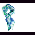 Schal aus Seide BATIK weiß mit blau-grünem Muster