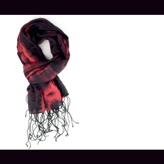 Schal aus Seide BATIK schwarz-rotem Muster