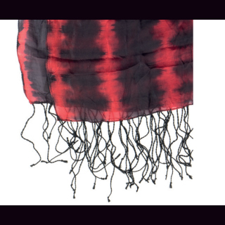 Schal aus Seide BATIK schwarz-rotem Muster