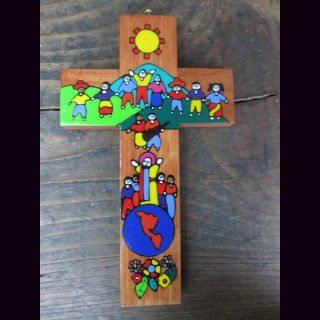 Kreuz M FREUNDSCHAFT mit Sonne und Erdkugel  ca. 15 x10 cm