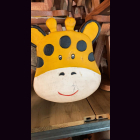 Kinderhocker GIRAFFEnKOPF gelb und wei&szlig; Kontur