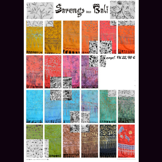Hüft-Tuch-Set SARONG / PAREO 120 x 165 in 36 verschiedenen Farben