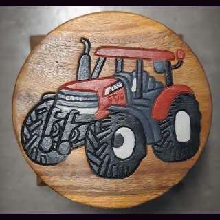 Kinderhocker TRAKTOR mit Fahrerkabine rot