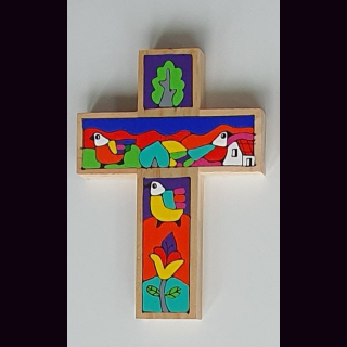 Kreuz S-M SONNE/Baum-VOGEL-BLUME-HAUS ca. 12 x 8,5 cm