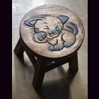 Kinderhocker KATZE zwinkernd mit schwarzen Ohren, Schwanz...