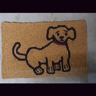 KOKOSmatte HUND mit rotem Halsband