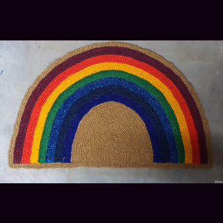 KOKOSmatte REGENBOGEN Kontur halbrund   80 x 48 x 2 cm