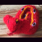 SCHLANGE rot- Fingerpuppe handgestrickt aus Wolle