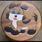 Kinderhocker HUND FOXI natur mit schwarzen Pfoten,...