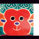 M&uuml;nzb&ouml;rse SCHAF / AFFE gr&uuml;n ca. 7 x 9 cm mit Kordel