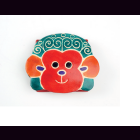 M&uuml;nzb&ouml;rse SCHAF / AFFE gr&uuml;n ca. 7 x 9 cm mit Kordel