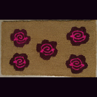 KOKOSmatte BLUMEN 5 ROSENbl&uuml;ten weinrot in NATURmatte  70 x 41 x 2 cm