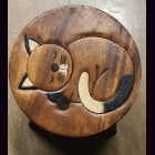 Kinderhocker KATZE SCHLAFEND NATUR mit Ohren, Pfoten und...