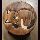 Kinderhocker KATZE SCHLAFEND NATUR mit Ohren, Pfoten und...