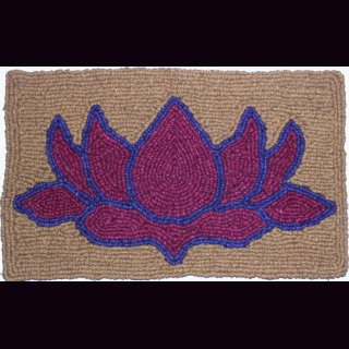 KOKOSmatte BLUME LOTUS aubergine/weinrot mit blauer Kontur