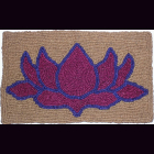 KOKOSmatte BLUME LOTUS aubergine/weinrot mit blauer Kontur