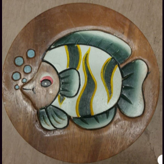 Kinderhocker FISCH grau-wei&szlig;-gelb