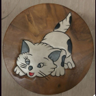 Kinderhocker KATZE wei&szlig; zum Sprung bereit