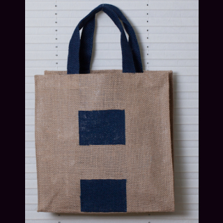 Einkaufstasche Jute natur-dunkelblau - JUTESHOPPER S