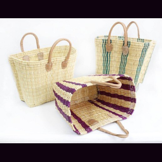 Palmblatt DOUM Tasche Zebra konisch, kurzer Henkel Gr.2 &ndash; ca. L 46 cm, B 23 cm, H 32 cm