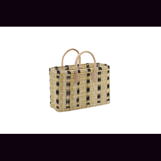 Palmblatt DOUM Tasche kariert Gr.1, blau &ndash; ca. L 40 cm, B 15 cm, H 28 cm