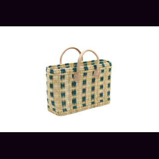 Palmblatt DOUM Tasche kariert Gr.1, gr&uuml;n &ndash; ca. L 40 cm, B 15 cm, H 28 cm