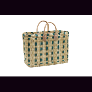 Palmblatt DOUM Tasche kariert Gr.2, gr&uuml;n &ndash; ca. L 48 cm, B 18 cm, H 32 cm
