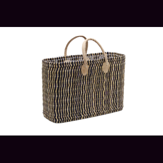 Palmblatt DOUM Tasche liniert Gr.2, blau &ndash; ca. L 48 cm, B 18 cm, H 32 cm