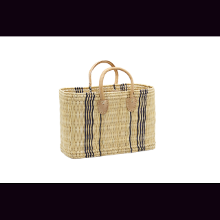 Palmblatt DOUM Tasche natur-blau Gr.1 &ndash; ca. L 40 cm, B 15 cm, H 28 cm