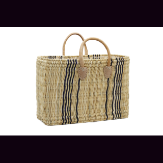 Palmblatt DOUM Tasche natur-blau Gr.2 &ndash; ca. L 48 cm, B 18 cm, H 32 cm
