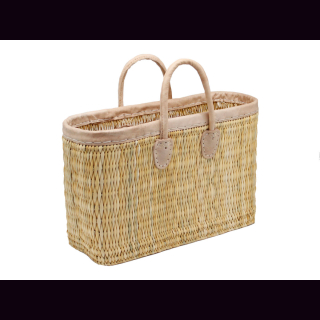 Palmblatt DOUM Tasche natur mit Lederrand Gr.1 &ndash; ca. L 40 cm, B 15 cm, H 28 cm