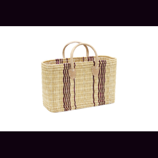 Palmblatt DOUM Tasche natur-violett Gr.1 &ndash; ca. L 40 cm, B 15 cm, H 28 cm