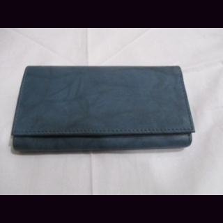 Damengeldb&ouml;rse blau, Antikleder, Rindsleder, ca. 16,5 x 9,5 cm