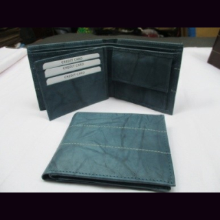 Geldb&ouml;rse blaues Leder, Herrengeldb&ouml;rse, Antikleder, Rindsleder, ca. 26 x 10 cm