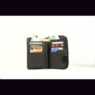 Damengeldb&ouml;rse Leder, B&uuml;ffelleder, schwarz, ca. 22 x 14 cm