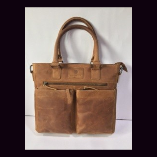 Handtasche &Ouml;ko-Leder, Damentasche, braun, Rindsleder, ca. 39 x 27 x 9 cm