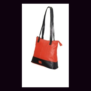 Tasche Leder rot-schwarz, Damentasche, NDM-Leder, Rindsleder, ca. 39 x 30 x 10 cm