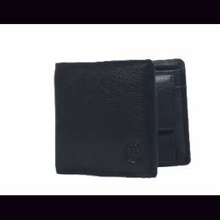 Geldb&ouml;rse Leder klein, Herrengeldb&ouml;rse, NDM-Leder, blau, Rindsleder, ca. 24 x 9 cm