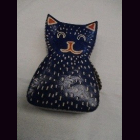 M&uuml;nzb&ouml;rse Smiley-Katze blaues Leder, Spardose,...