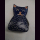 M&uuml;nzb&ouml;rse Smiley-Katze blaues Leder, Spardose, Shanti-Leder, Ziegenleder, ca. 11,5 x 7 x 2,5 cm