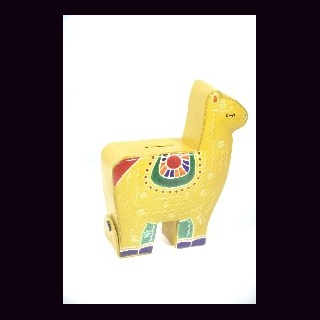 Spardose Kamel Shanti-Leder, gelb, Ziegenleder, ca. 16,5 x 14 x 4 cm