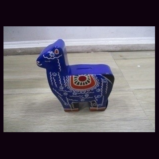 Spardose Kamel Shanti-Leder, blau, Ziegenleder, ca. 16,5 x 14 x 4 cm