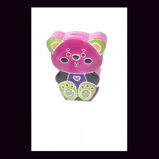 Spardose B&auml;r Shanti-Leder, rosa, Ziegenleder, ca. 14,5 x 11,5 x 4 cm